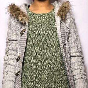 Gray hooded sweater